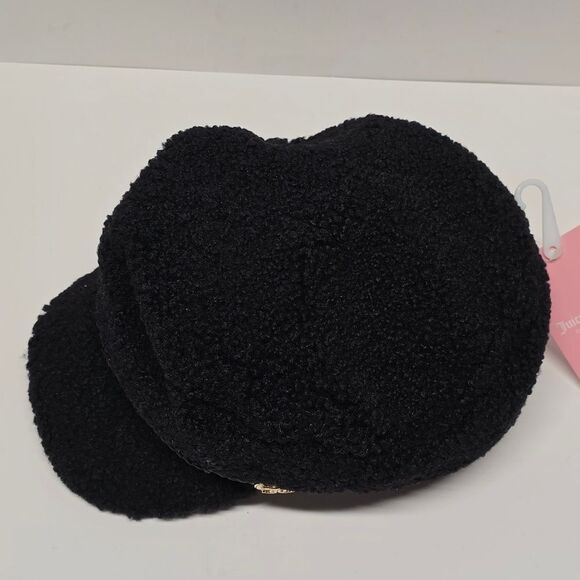 Juicy Couture Sherpa Teddy News boy cap Skipper Black Hat NWT main image 4